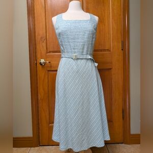 NWT Vintage Ann Taylor Loft Blue Striped Linen Dress